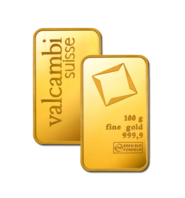 Штампованный слиток Valcambi 100 г