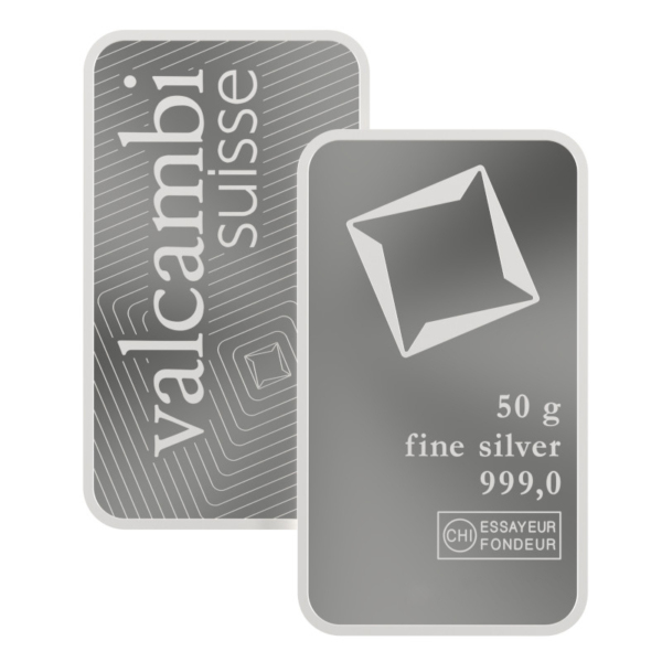 Штампованный слиток Valcambi 50 г